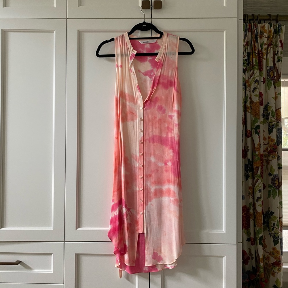 Kensie Sleeveless Pink Tie Dye Dress